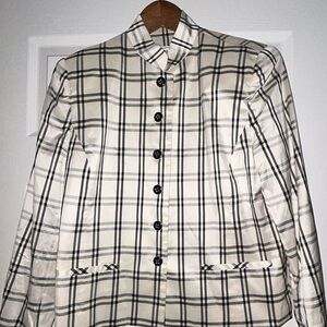 Vintage Silk CARLISLE Black and Cream Plaid Jacket